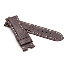 Load image into Gallery viewer, Firenze Deployment : Shark Leather Watch Strap BROWN for Panerai 24 mm - Pewter & Black