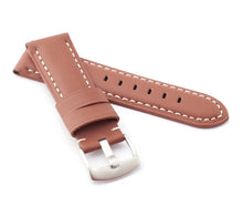 Load image into Gallery viewer, Classic : Padded Calf Leather Watch Strap MID BROWN 24 mm - Pewter & Black