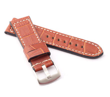 Load image into Gallery viewer, Marino : Alligator-Embossed Saddle Leather Watch Strap HONEY BROWN 24mm, 26mm