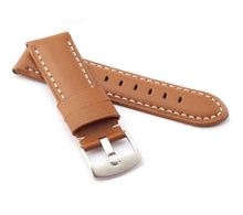 Load image into Gallery viewer, Classic : Padded Calf Leather Watch Strap HONEY Brown 24 mm - Pewter & Black