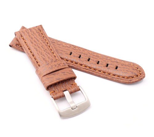 Firenze : chunky Padded Shark Leather Watch Strap BROWN & HONEY 24 mm