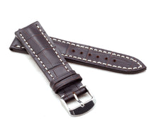 Load image into Gallery viewer, Marino : Alligator-Embossed Padded Leather Watch Strap - MOCCA BROWN