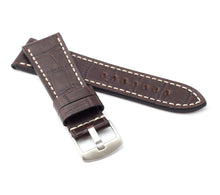 Load image into Gallery viewer, Marino : Alligator-Embossed Saddle Leather Watch Strap MOCCA BROWN 24mm 26mm