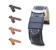 Load image into Gallery viewer, Classic Deployment  : padded Calf Leather Watch Strap BROWN 24mm for Panerai - Pewter & Black