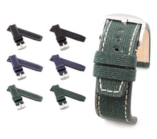 Load image into Gallery viewer, Marino Parallel : Canvas & Leather Watch Strap - BLACK