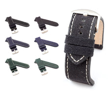 Load image into Gallery viewer, Marino Parallel : Canvas & Leather Watch Strap - BLUE