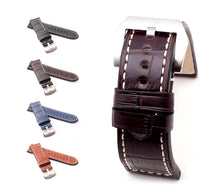 Load image into Gallery viewer, Marino : Alligator-Embossed Saddle Leather Watch Strap BLACK 24mm, 26mm