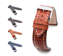 Load image into Gallery viewer, Marino : Alligator-Embossed Padded Leather Watch Strap - MOCCA BROWN