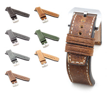 Load image into Gallery viewer, Marino Parallel : VINTAGE CALF Saddle Leather Watch Strap - BLACK