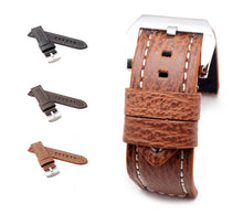 Load image into Gallery viewer, Firenze Parallel : Shark Leather Watch Strap MID BROWN for Panerai - Pewter & Black