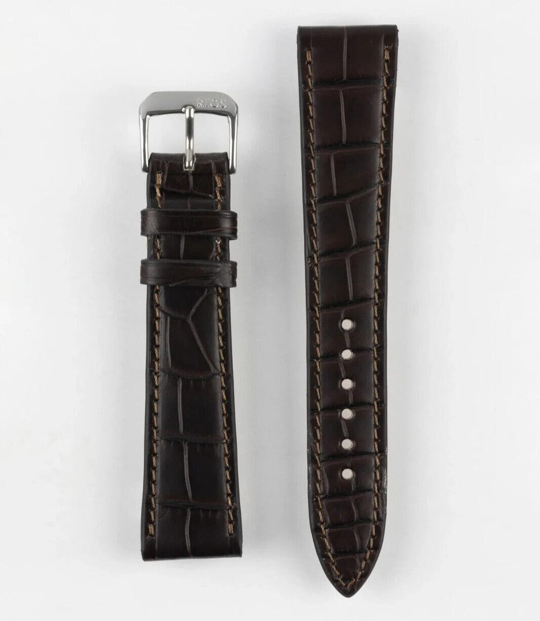 RIOS1931 Senator Alligator Flank leather Watch Strap MOCHA BROWN