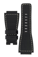 Load image into Gallery viewer, MiG Straps for BELL &amp; ROSS - Alligator Embossed Leather Watch Strap in BLACK / Cream - Pewter &amp; Black