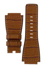 Load image into Gallery viewer, MiG Straps for BELL &amp; ROSS - Alligator Embossed Leather Watch Strap in GOLD BROWN - Pewter &amp; Black