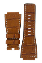 Load image into Gallery viewer, MiG Straps for BELL &amp; ROSS - Alligator Embossed Leather Watch Strap in GOLD BROWN / CREAM - Pewter &amp; Black