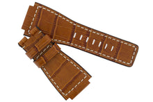 Load image into Gallery viewer, MiG Straps for BELL &amp; ROSS - Alligator Embossed Leather Watch Strap in GOLD BROWN / CREAM - Pewter &amp; Black