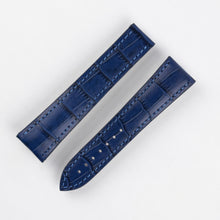 Load image into Gallery viewer, Marino : Alligator Embossed Leather folding clasp Watch Strap BLUE - Pewter &amp; Black