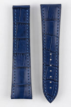 Load image into Gallery viewer, Marino : Alligator Embossed Leather folding clasp Watch Strap BLUE - Pewter &amp; Black
