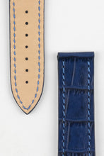 Load image into Gallery viewer, Marino : Alligator Embossed Leather folding clasp Watch Strap BLUE - Pewter &amp; Black