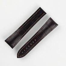 Load image into Gallery viewer, Marino Deployment : Alligator-Embossed Leather Watch Strap BROWN 20mm 22mm - Pewter &amp; Black