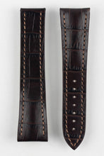 Load image into Gallery viewer, Marino Deployment : Alligator-Embossed Leather Watch Strap BROWN 20mm 22mm - Pewter &amp; Black