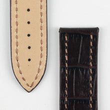 Load image into Gallery viewer, Marino Deployment : Alligator-Embossed Leather Watch Strap BROWN 20mm 22mm - Pewter &amp; Black