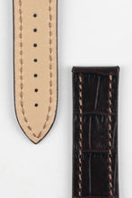 Load image into Gallery viewer, Marino Deployment : Alligator-Embossed Leather Watch Strap BROWN 20mm 22mm - Pewter &amp; Black