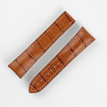 Load image into Gallery viewer, Marino Deployment : Alligator-Embossed Leather Watch Strap GOLD BROWN 20mm 22mm - Pewter &amp; Black