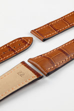 Load image into Gallery viewer, Marino Deployment : Alligator-Embossed Leather Watch Strap GOLD BROWN 20mm 22mm - Pewter &amp; Black