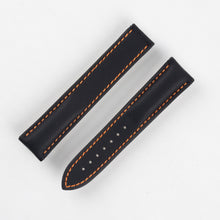 Load image into Gallery viewer, Marino Deployment : Omega Nytech Leather Watch Strap BLACK / ORANGE 20mm &amp; 22mm - Pewter &amp; Black