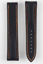 Load image into Gallery viewer, Marino Deployment : Omega Nytech Leather Watch Strap BLACK / ORANGE 20mm &amp; 22mm - Pewter &amp; Black