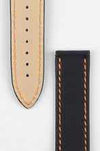 Load image into Gallery viewer, Marino Deployment : Omega Nytech Leather Watch Strap BLACK / ORANGE 20mm &amp; 22mm - Pewter &amp; Black