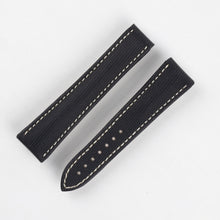 Load image into Gallery viewer, Marino Deployment : Omega Nytech Leather Watch Strap BLACK / WHITE  20mm &amp; 22mm - Pewter &amp; Black