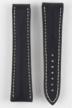 Load image into Gallery viewer, Marino Deployment : Omega Nytech Leather Watch Strap BLACK / WHITE  20mm &amp; 22mm - Pewter &amp; Black