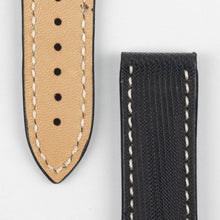 Load image into Gallery viewer, Marino Deployment : Omega Nytech Leather Watch Strap BLACK / WHITE  20mm &amp; 22mm - Pewter &amp; Black
