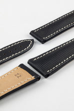 Load image into Gallery viewer, Marino Deployment : Omega Nytech Leather Watch Strap BLACK / WHITE  20mm &amp; 22mm - Pewter &amp; Black