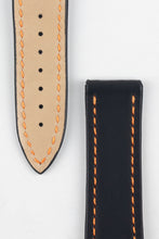 Load image into Gallery viewer, Marino Deployment : Saddle Leather Watch Strap BLACK / ORANGE 20mm 22mm - Pewter &amp; Black