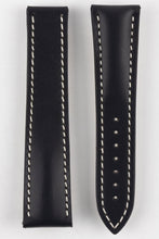 Load image into Gallery viewer, Marino Deployment : Saddle Leather Watch Strap BLACK / WHITE 20mm 22mm - Pewter &amp; Black