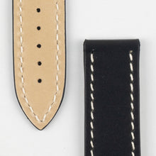 Load image into Gallery viewer, Marino Deployment : Saddle Leather Watch Strap BLACK / WHITE 20mm 22mm - Pewter &amp; Black