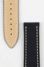 Load image into Gallery viewer, Marino Deployment : Saddle Leather Watch Strap BLACK / WHITE 20mm 22mm - Pewter &amp; Black