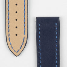 Load image into Gallery viewer, Marino Deployment : Saddle Leather Watch Strap BLUE 22mm - Pewter &amp; Black