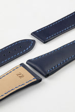 Load image into Gallery viewer, Marino Deployment : Saddle Leather Watch Strap BLUE 22mm - Pewter &amp; Black