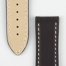 Load image into Gallery viewer, Marino Deployment : Saddle Leather Watch Strap BROWN / WHITE 22mm - Pewter &amp; Black