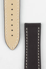 Load image into Gallery viewer, Marino Deployment : Saddle Leather Watch Strap BROWN / WHITE 22mm - Pewter &amp; Black