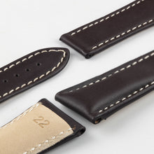 Load image into Gallery viewer, Marino Deployment : Saddle Leather Watch Strap BROWN / WHITE 22mm - Pewter &amp; Black