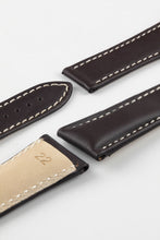 Load image into Gallery viewer, Marino Deployment : Saddle Leather Watch Strap BROWN / WHITE 22mm - Pewter &amp; Black