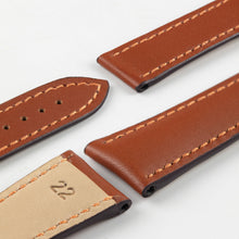 Load image into Gallery viewer, Marino Deployment : Saddle Leather Watch Strap GOLD BROWN 20mm 22mm - Pewter &amp; Black