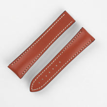 Load image into Gallery viewer, Marino Deployment : Saddle Leather Watch Strap GOLD BROWN / WHITE 20mm 22mm - Pewter &amp; Black