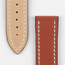 Load image into Gallery viewer, Marino Deployment : Saddle Leather Watch Strap GOLD BROWN / WHITE 20mm 22mm - Pewter &amp; Black