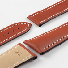 Load image into Gallery viewer, Marino Deployment : Saddle Leather Watch Strap GOLD BROWN / WHITE 20mm 22mm - Pewter &amp; Black