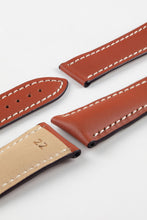 Load image into Gallery viewer, Marino Deployment : Saddle Leather Watch Strap GOLD BROWN / WHITE 20mm 22mm - Pewter &amp; Black